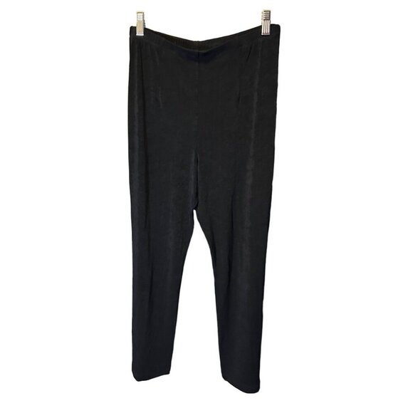 Chicos Travelers Black Pull On Stretch Acetate Pants Sz M - Picture 1 of 6